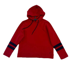 Nautica Ladies' Fleece Pullover Drawstring Hoodie Red Size:M
